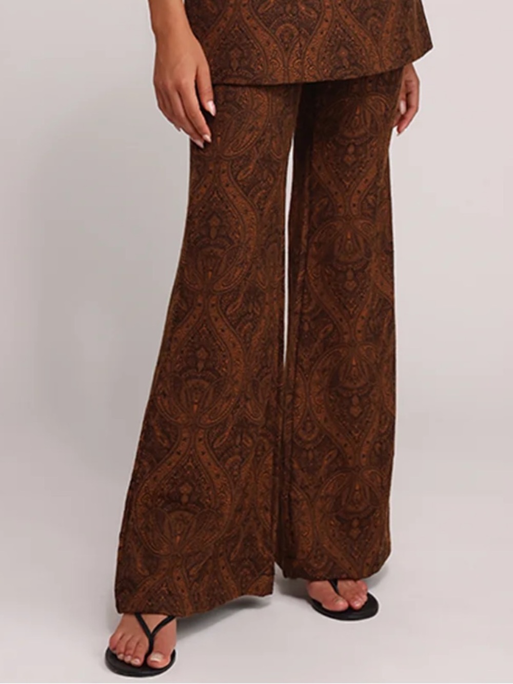 Sabina Musáyev Brice Pants – Black Rust Paisley Jacquard Wide-Leg Trousers | XS